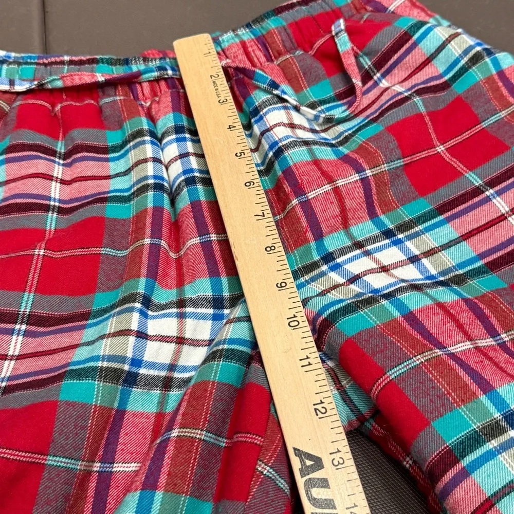 Lands‎ End Sherpa Lined Flannel Pajama Pants Cozy Plaid Warm Pockets Small 28-30